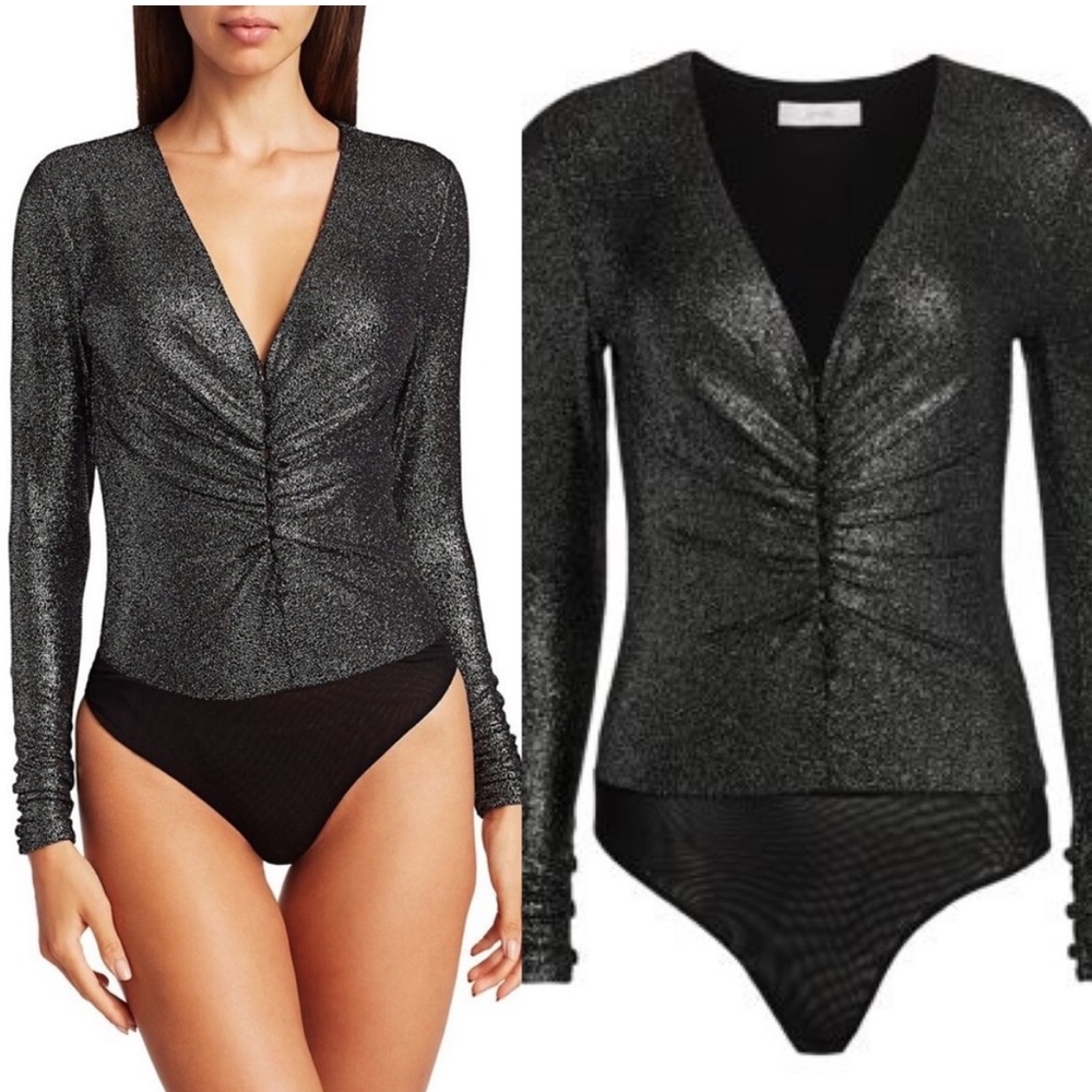 Scripted Metallic Silver/Black Bodysuit Size Small